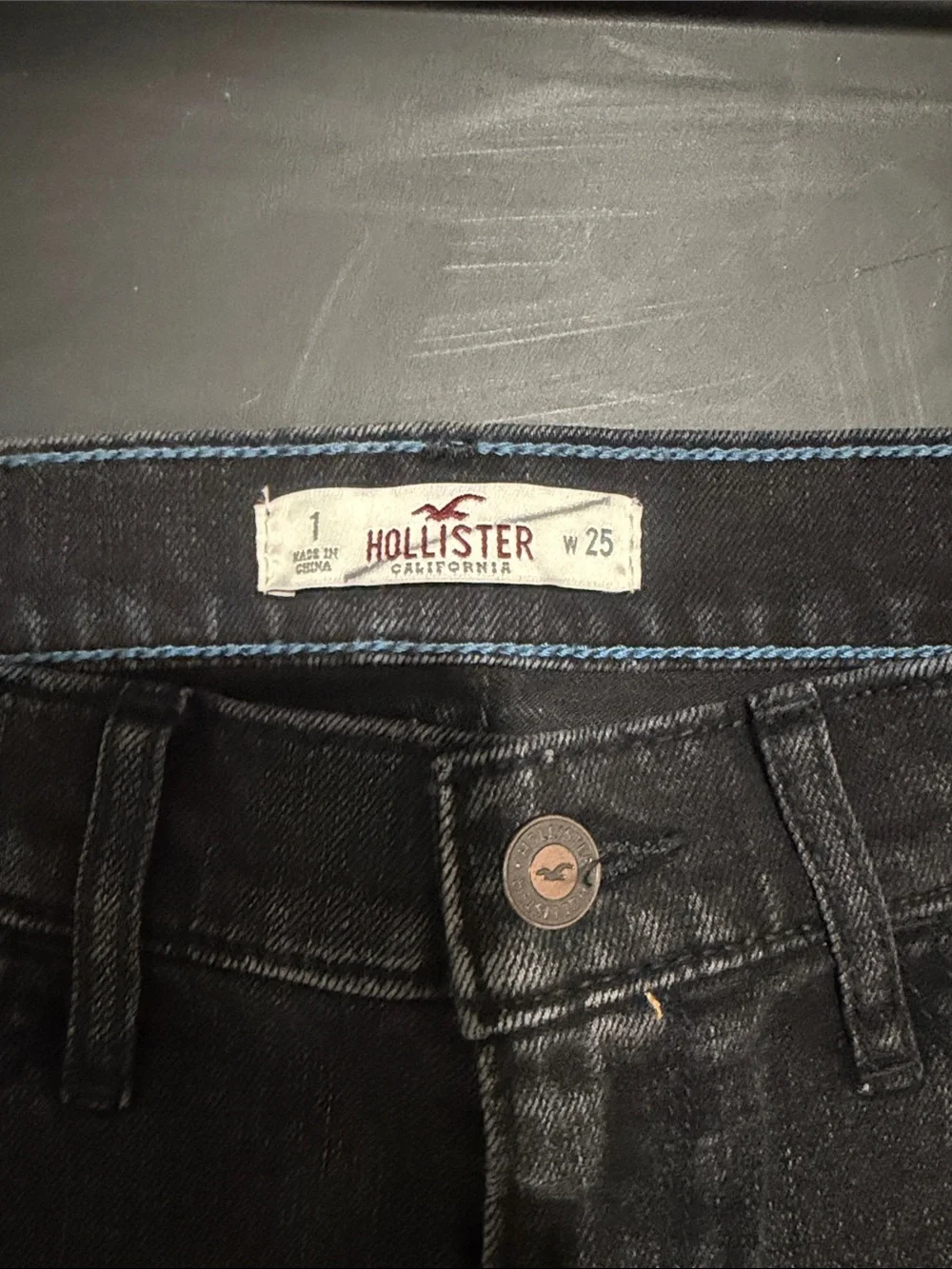 Hollister Black Washed Denim Cutoff Shorts